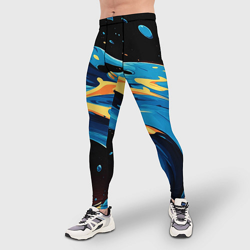 Мужские тайтсы Синяя волна из красок / 3D-принт – фото 3