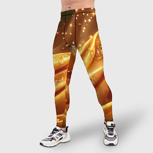 Мужские тайтсы Золотая ткань с блестками / 3D-принт – фото 3
