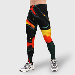 Тайтсы мужские Оранжевые разломы текстура, цвет: 3D-принт — фото 2