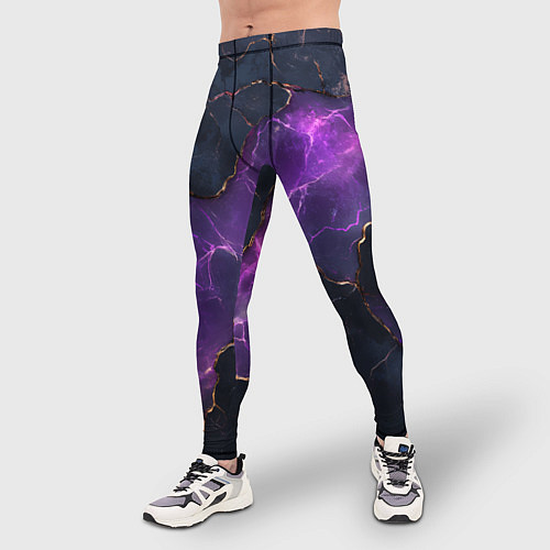 Мужские тайтсы Фиолетовый разлом с молниями / 3D-принт – фото 3