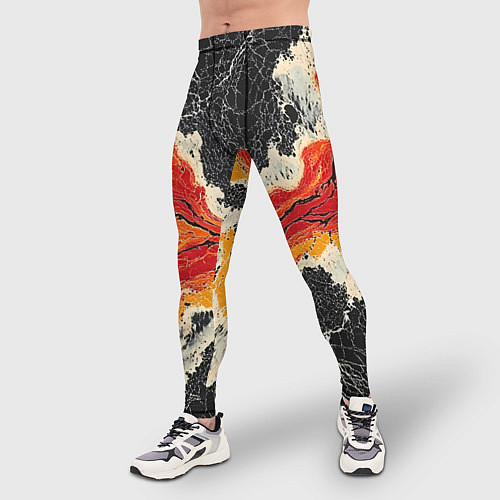 Мужские тайтсы Красно-черная потертая текстура / 3D-принт – фото 3