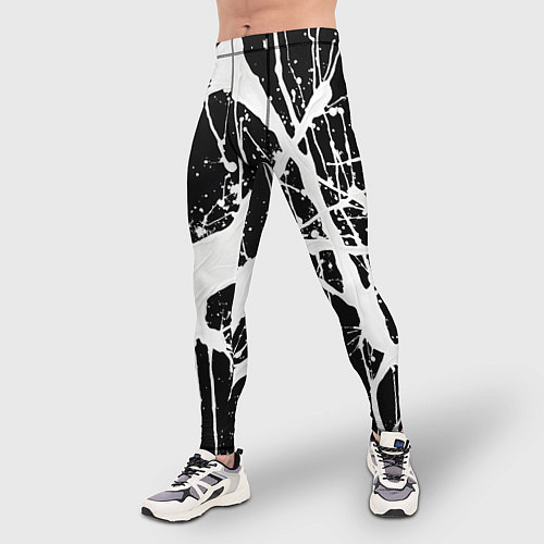 Мужские тайтсы Брызги белой краски / 3D-принт – фото 3
