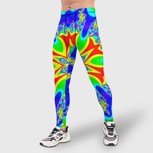Мужские тайтсы Неоновая психоделика узор / 3D-принт – фото 3