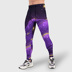 Тайтсы мужские Фиолетовая текстура с золотыми звездочками, цвет: 3D-принт — фото 2