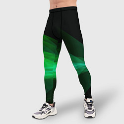 Тайтсы мужские Неоновая зеленая абстракция на черном фоне, цвет: 3D-принт — фото 2