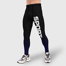 Тайтсы мужские Sport чёрно-синий текстурный, цвет: 3D-принт — фото 2