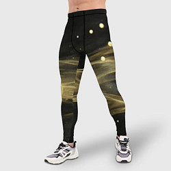 Тайтсы мужские Золотистый свет на черной текстуре, цвет: 3D-принт — фото 2