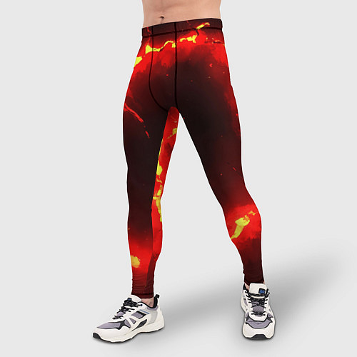 Мужские тайтсы Красный круг из огня текстура / 3D-принт – фото 3