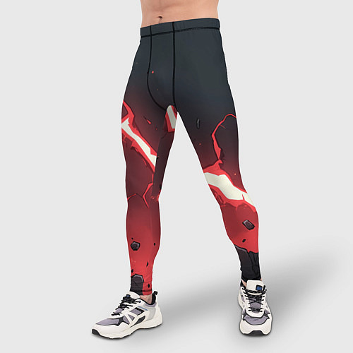 Мужские тайтсы Красная молния на черной текстуре / 3D-принт – фото 3