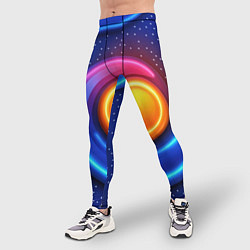 Тайтсы мужские Оранжевый круг и голубые линии текстура, цвет: 3D-принт — фото 2