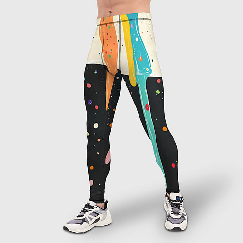 Мужские тайтсы Разноцветные капли текстура / 3D-принт – фото 3