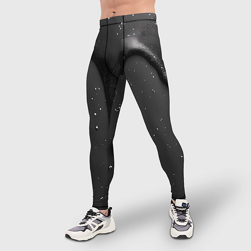 Мужские тайтсы Черная текстура - хром / 3D-принт – фото 3