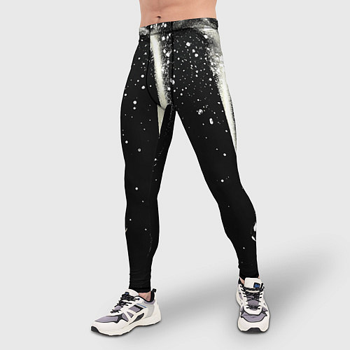 Мужские тайтсы Белые брызги на черном / 3D-принт – фото 3
