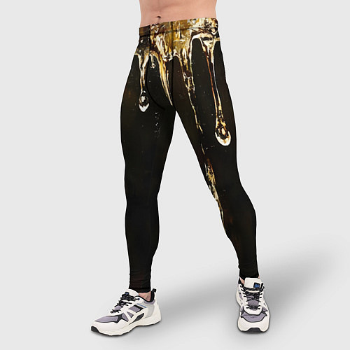 Мужские тайтсы Мед на коричневой текстуре / 3D-принт – фото 3