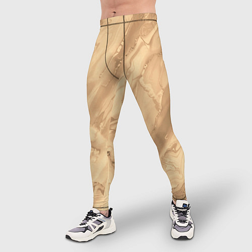 Мужские тайтсы Бежевая текстура каменная мрамор / 3D-принт – фото 3