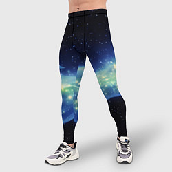 Тайтсы мужские Синяя волна с зеленым оттенком на черном, цвет: 3D-принт — фото 2