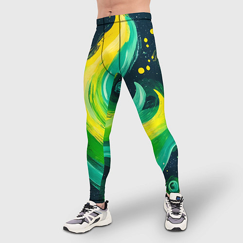 Мужские тайтсы Желто-зеленая краска текстура / 3D-принт – фото 3