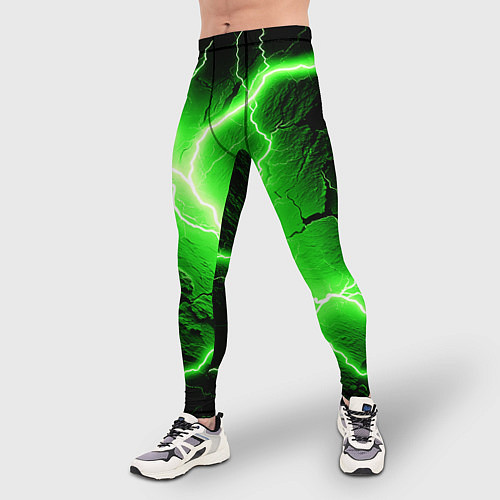 Мужские тайтсы Color green black / 3D-принт – фото 3