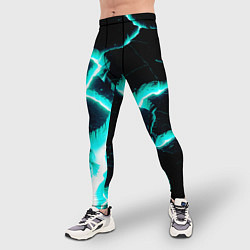 Тайтсы мужские Color light blue black, цвет: 3D-принт — фото 2