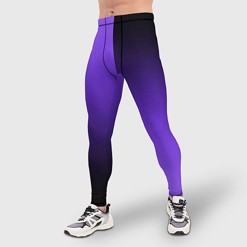 Мужские тайтсы Чёрно-сиреневый градиент пополам / 3D-принт – фото 3