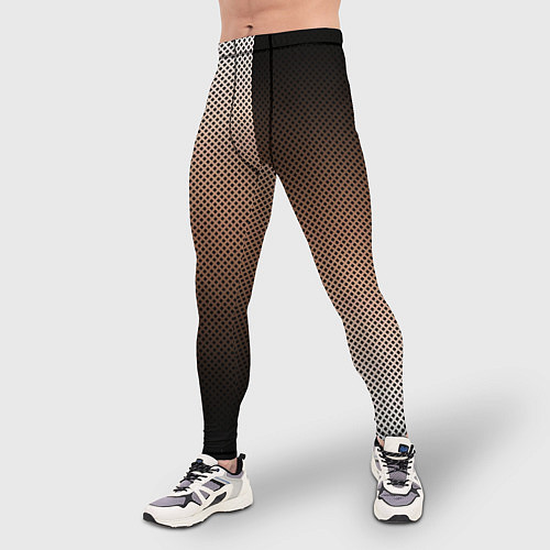 Мужские тайтсы Чёрно-коричневый текстурный градиент пополам / 3D-принт – фото 3