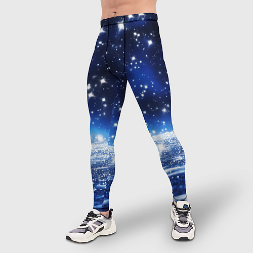 Мужские тайтсы Космический синий абстрактный фон - текстура / 3D-принт – фото 3