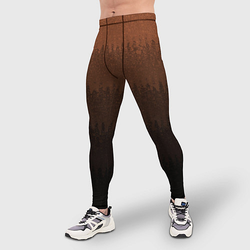 Мужские тайтсы Чёрно-коричневый полосы от светлого к тёмному / 3D-принт – фото 3