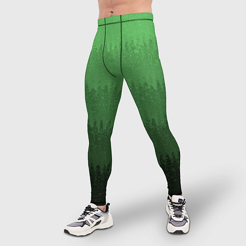 Мужские тайтсы Зеленый градиент текстурные полосы / 3D-принт – фото 3