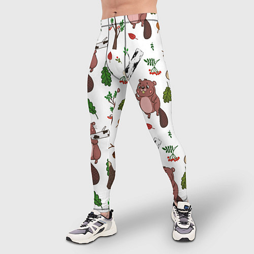 Мужские тайтсы Бобер и полено / 3D-принт – фото 3