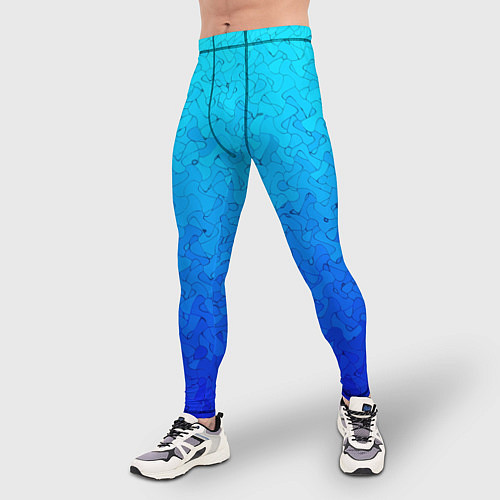 Мужские тайтсы Голубой в синеву с узором / 3D-принт – фото 3