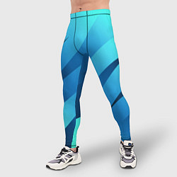 Тайтсы мужские Сине-голубой абстрактные полосы, цвет: 3D-принт — фото 2