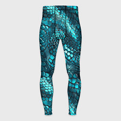 Тайтсы мужские Бирюзовая чешуя рептилии - абстрактный паттерн, цвет: 3D-принт