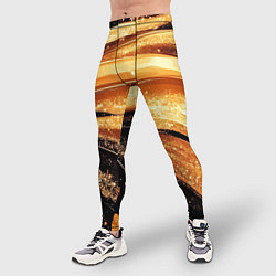 Тайтсы мужские Черно-золотая волнистая текстура, цвет: 3D-принт — фото 2