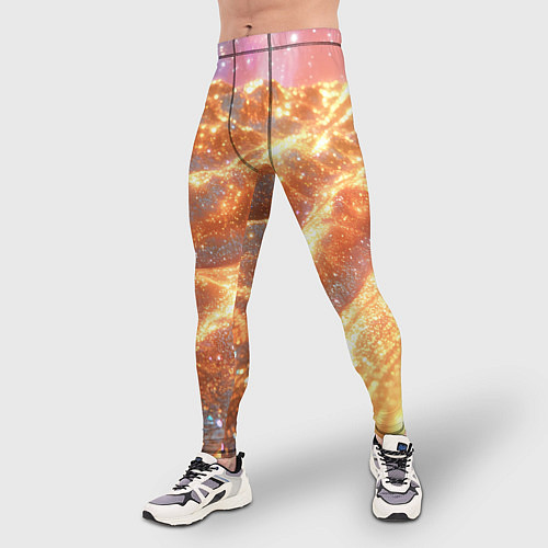 Мужские тайтсы Золотистая блестящая текстура / 3D-принт – фото 3