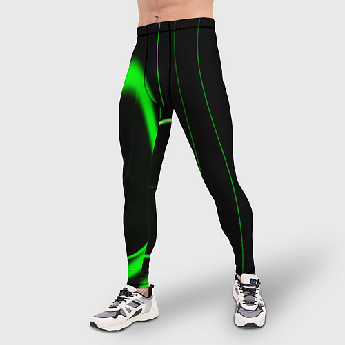 Мужские тайтсы Color green light green black / 3D-принт – фото 3