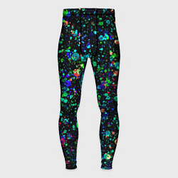 Тайтсы мужские Чёрный с брызгами сине-зелёными абстракция, цвет: 3D-принт