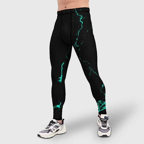 Мужские тайтсы Color black turquoise / 3D-принт – фото 3