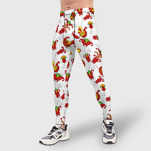 Мужские тайтсы Русский народный орнамент в стиле росписей Северно / 3D-принт – фото 3