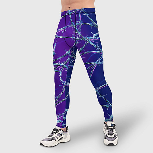 Мужские тайтсы Проволока на сине-фиолетовом фоне - абстрактная те / 3D-принт – фото 3