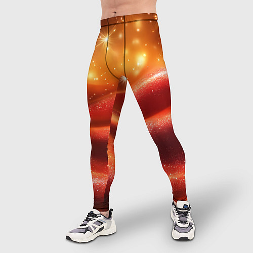 Мужские тайтсы Красная волнистая текстура с блеском / 3D-принт – фото 3