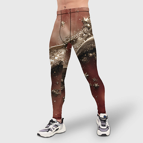 Мужские тайтсы Волнистая объемная волна на текстуре / 3D-принт – фото 3