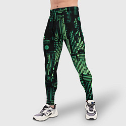 Тайтсы мужские Чёрно-зелёный абстракция точки полоски, цвет: 3D-принт — фото 2
