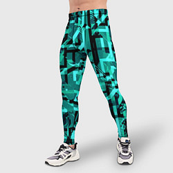 Тайтсы мужские Неоновый голубой объёмный эффект, цвет: 3D-принт — фото 2