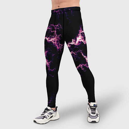 Мужские тайтсы Lightning pink glow / 3D-принт – фото 3