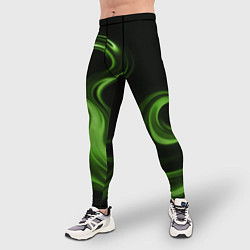Тайтсы мужские Green black, цвет: 3D-принт — фото 2