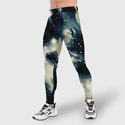 Тайтсы мужские Космический абстрактный чёрно-синий, цвет: 3D-принт — фото 2
