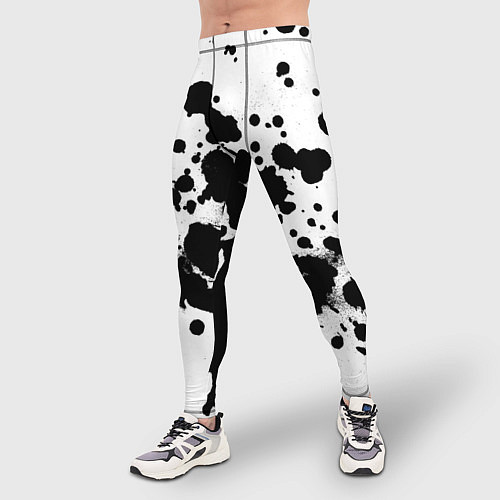 Мужские тайтсы Брызги черной краски / 3D-принт – фото 3
