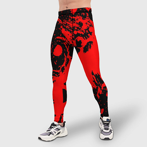 Мужские тайтсы Чёрно-красный абстрактный / 3D-принт – фото 3