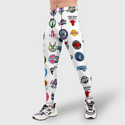 Тайтсы мужские Команды НБА на белом фоне, цвет: 3D-принт — фото 2