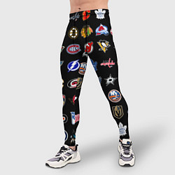 Тайтсы мужские Команды НХЛ на черном фоне, цвет: 3D-принт — фото 2